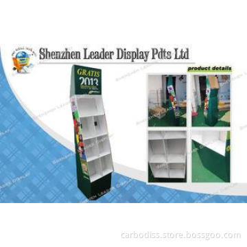 Recycled Cardboard Floor Display Stands With Glossy Varnish
